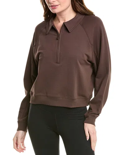 Splendid French Terry Lyr 1/2-zip Sweatshirt In Brown