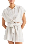 Splendid Gabrielle Gingham Top In White Sand/ White