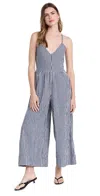 Splendid Gabrielle Gingham Wide-leg Jumpsuit In Navy/white