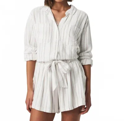 Splendid Gabrielle Stripe Button Down Shirt In White Fawn