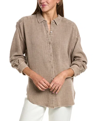 Splendid Gauze Button Down Shirt In Neutral