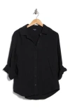 Splendid Gauze Button-up Shirt In Black