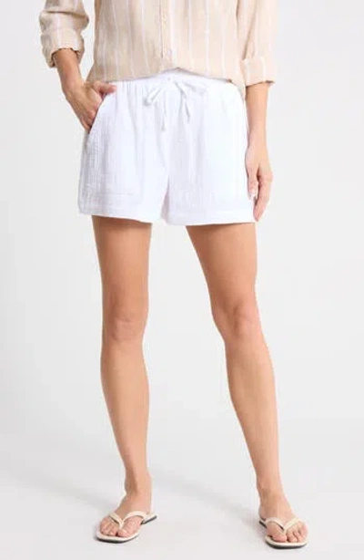 Splendid Gauze Cotton Shorts In White