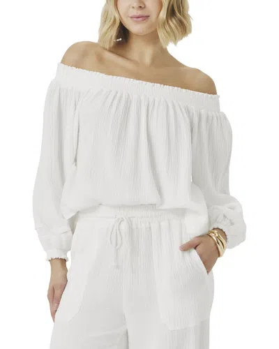 Splendid Ava Off The Shoulder Cotton Gauze Top In White