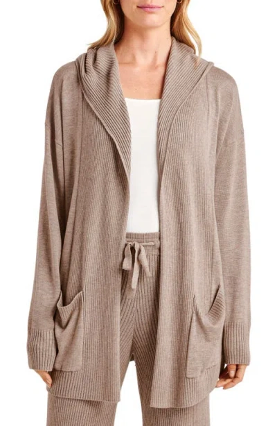 Splendid Georgie Hoodied Cardigan In Tawny Heather
