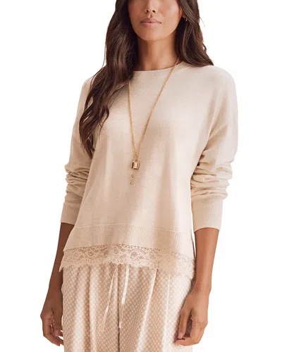 Splendid Georgie Lace Trim Pullover Sweater In Multi