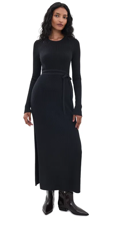 Splendid Georgie Maxi Sweater Dress Black In Purple