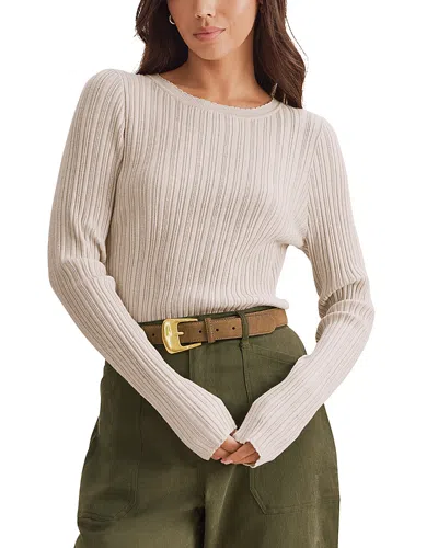 Splendid Georgie Pointelle Ribbed Sweater In Neutral