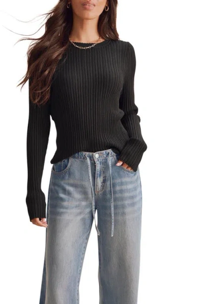 Splendid Georgie Pointelle Sweater In Black