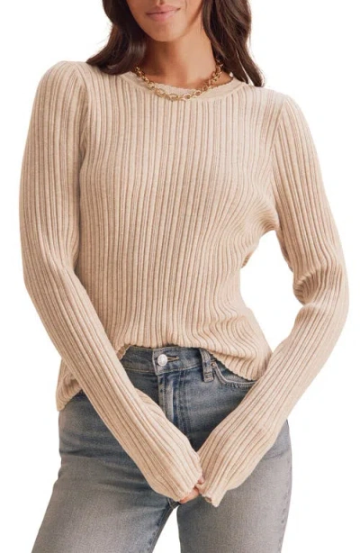 Splendid Georgie Pointelle Sweater In Wheat Beige Heather