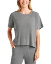 Splendid Georgie Short Sleeve Rib Sweater In Grey