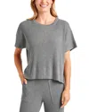 Splendid Georgie Short Sleeve Rib Sweater In Heather Grey