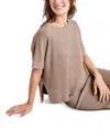 Splendid Georgie Short Sleeve Rib Sweater In Tawny Heather