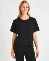 Splendid Georgie Short Sleeve Rib Sweater In Black