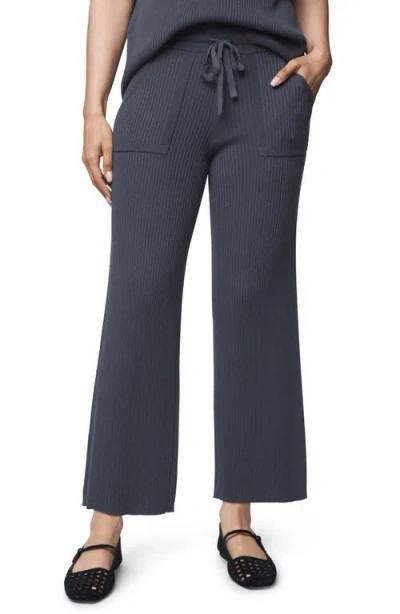 Splendid Georgie Rib Wide Leg Crop Pants In Blue