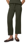 Splendid Georgie Rib Wide Leg Crop Pants In Green