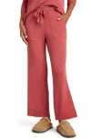 Splendid Georgie Rib Wide Leg Crop Pants In Poppy