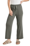 Splendid Georgie Rib Wide Leg Crop Pants In Soft Vintage Olive Branch