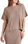 Splendid Georgie Short Sleeve Rib Sweater In Brown