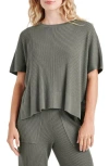 Splendid Georgie Short Sleeve Rib Sweater In Green