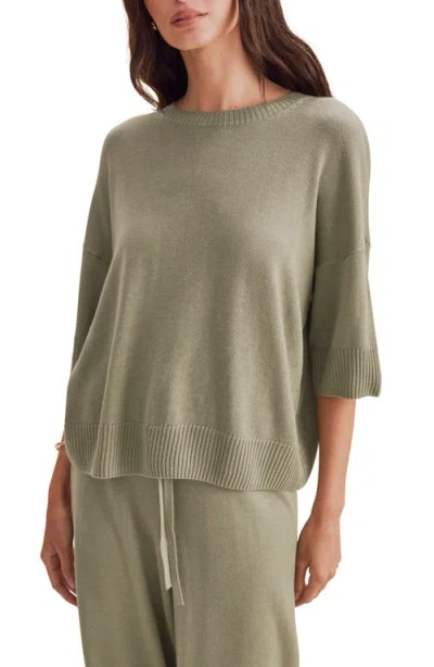 Splendid Georgie Short Sleeve Sweater In Green