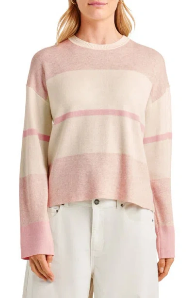 Splendid Georgie Stripe Crewneck Sweater In Canyon Rose Multi