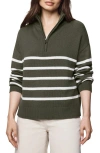 Splendid Georgie Stripe Oversize Quarter Zip Sweater In Green