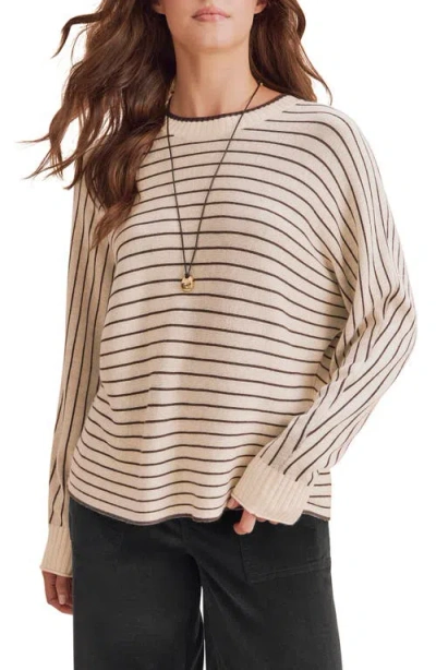 Splendid Georgie Stripe Pullover Sweater In Java/wheat Heather