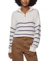 Splendid Georgie Stripe Oversize Quarter Zip Sweater In White