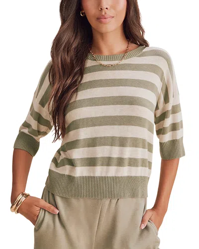 Splendid Georgie Striped Short Sleeve Sweater In Green