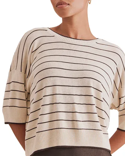 Splendid Georgie Striped Short Sleeve Sweater In Neutral
