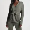 Splendid Georgie Tunic Cardigan In Soft Vintage Olive Branch In Multi