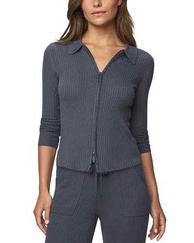Splendid Georgie Two Zipper Sweater In Gray