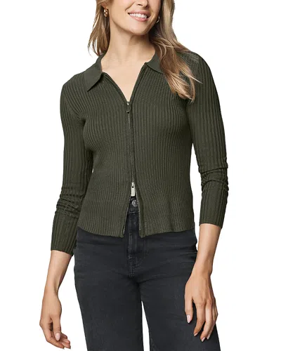 Splendid Georgie Two Zipper Sweater In Green
