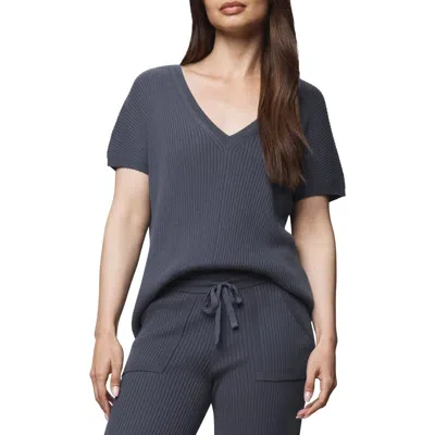 SPLENDID SPLENDID GEORGIE V-NECK SHORT SLEEVE RIB SWEATER
