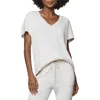 Splendid Georgie V-neck Short Sleeve Rib Sweater In White