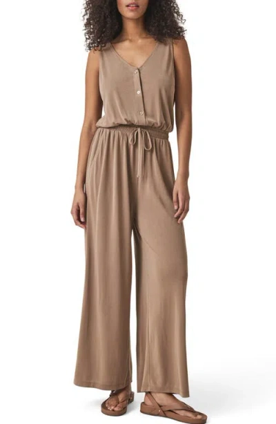 Splendid Giada Sleeveless Sandwash Jumpsuit In Brown