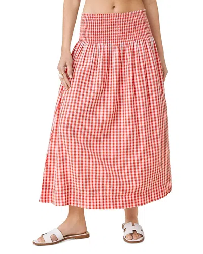 Splendid Gigi Gingham Midi Skirt In Show In Pink
