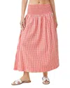Splendid Gigi Gingham Midi Skirt In Pink