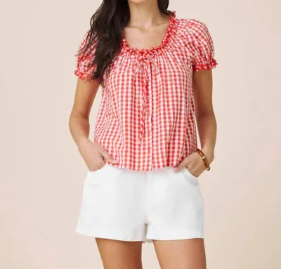 Splendid Gigi Gingham Puff Sleeve Top In Firework/white In Pink