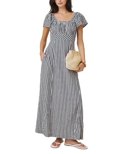 Splendid Gigi Gingham Puffed Sleeve Maxi Dress In White