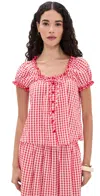 Splendid Gigi Gingham Top Firework/white In Red