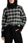 Splendid Ginny Plaid Turtleneck Sweater In Black Plaid