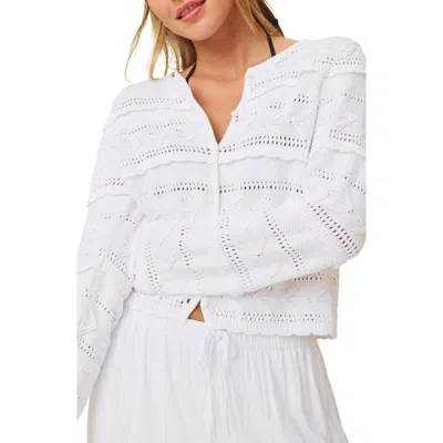 Splendid Giovanna Open Stitch Cardigan In White