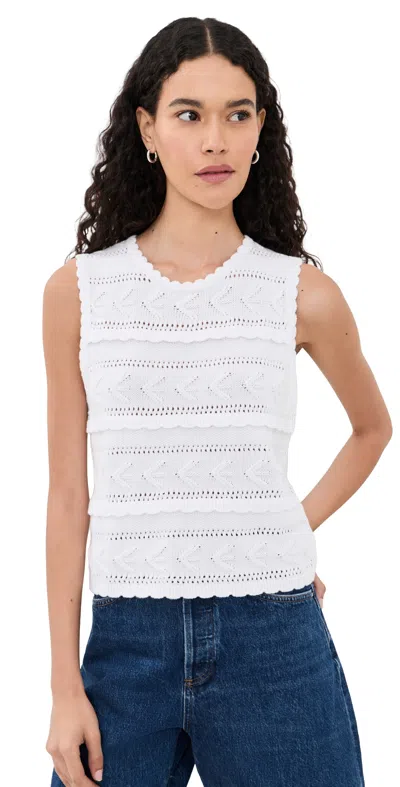 Splendid Giovanna Open Stitch Cotton Sweater Tank In White