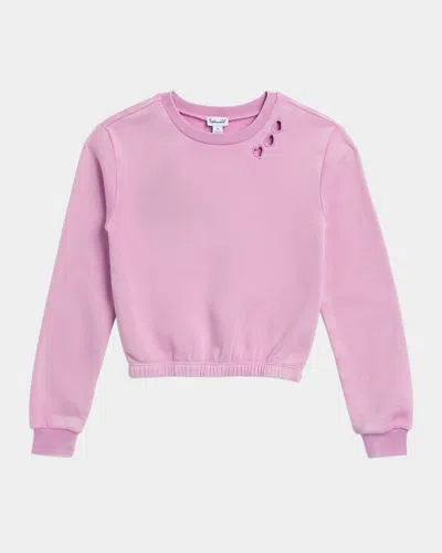 Splendid Kids' Girl's Midnight Cloud Cutout Heart Sweatshirt In Orchid