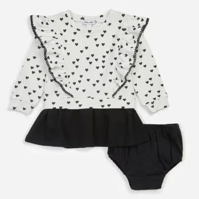 Splendid Kids' Girl's Mini Hearts Dress In Black / White In Multi
