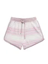 Splendid Girl's Painterly Striped Shorts In Pink Stripe