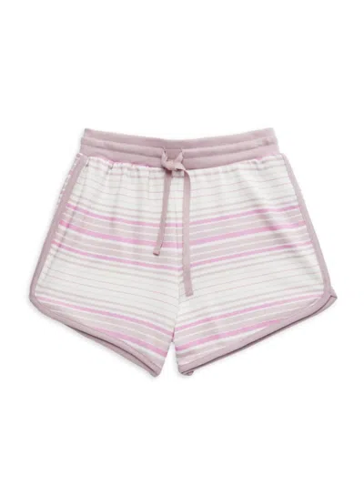 Splendid Kids' Girl's Painterly Striped Shorts In Pink Stripe