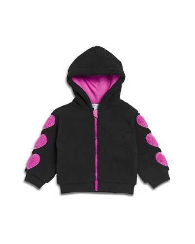 Splendid Girls' Big Hearts Hooded Jacket - Baby In Black/pink